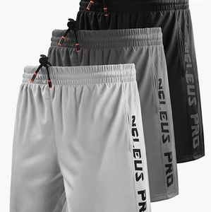 Neleus Men's 7" Workout Running Shorts with Pockets,6056,3 Pack,Black/Grey/White